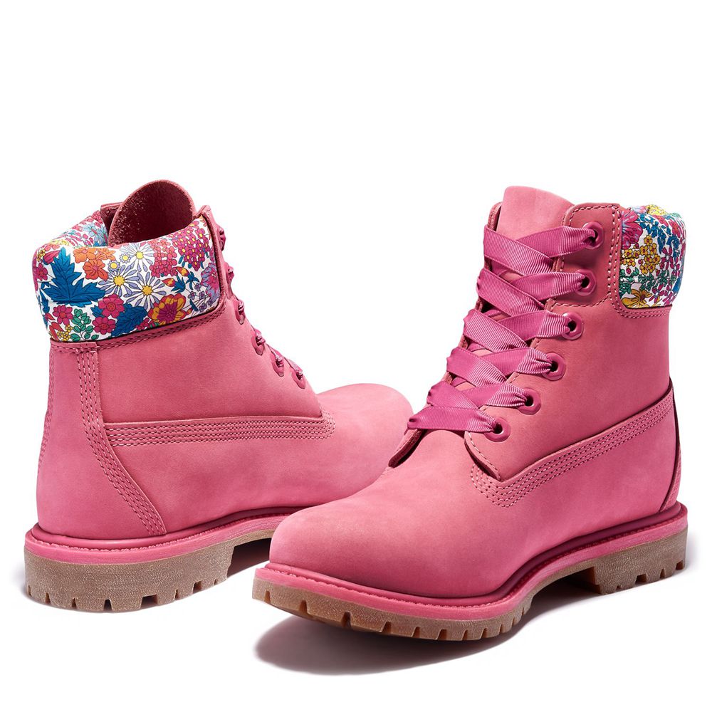 Bocanci 6-Inch Timberland Dama Roz - Premium Waterproof Made With Liberty Fabric - Romania - XWDBLZ9